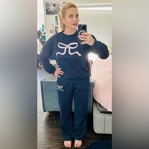 Cozy Navy Blue Sweatshirt and Sweatpants Set